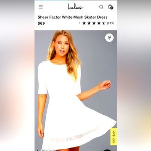 Sheet Factor White Mesh Skater Dress. Size L. New with tags.